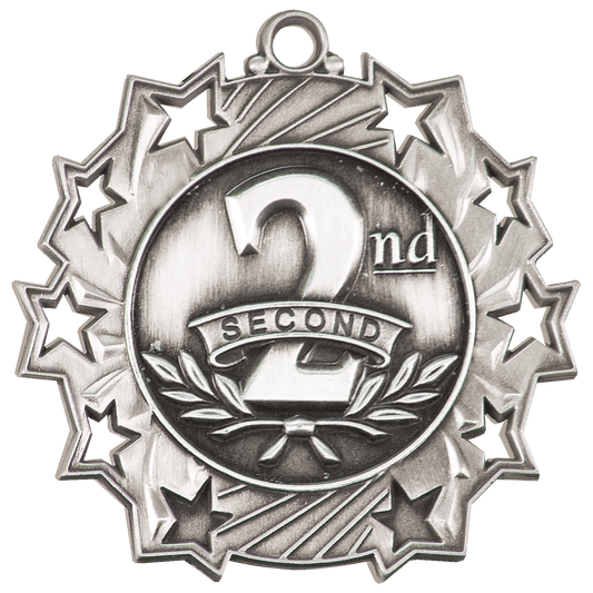 Ten Star 2nd Place Medal 2.25" / Silver