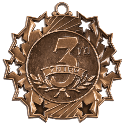 Ten Star 3rd Place Medal 2.25" / Bronze (Copper Tone)