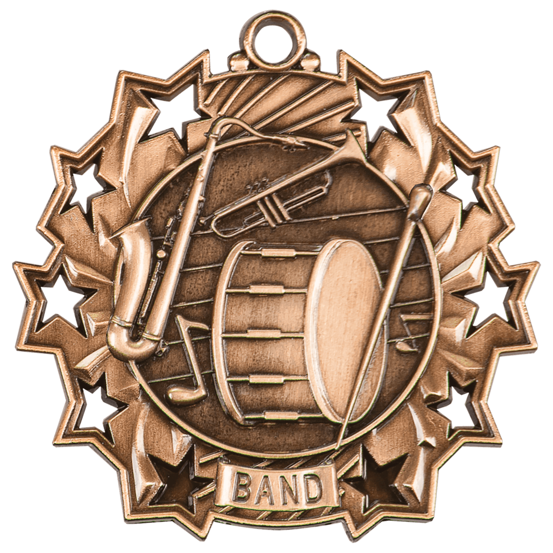 Ten Star Band Medal 2.25" / Bronze (Copper Tone)