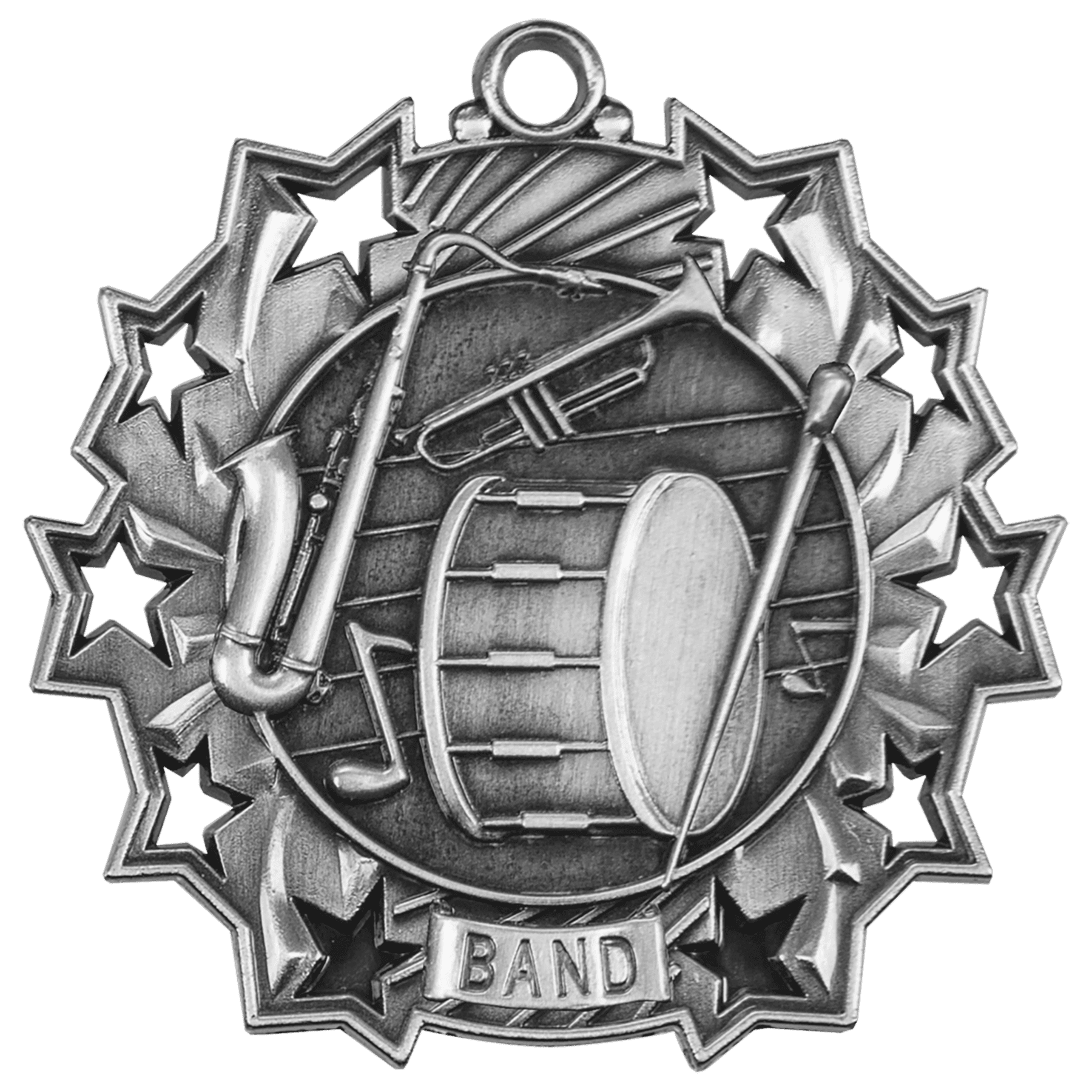 Ten Star Band Medal 2.25" / Silver