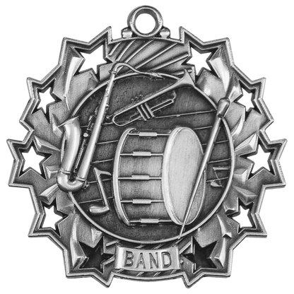 Ten Star Band Medal 2.25" / Silver