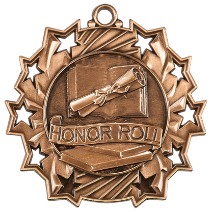 Ten Star Honor Roll Medal 2.25" / Bronze (Copper Tone)
