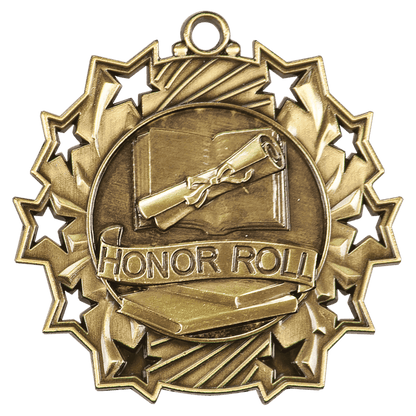 Ten Star Honor Roll Medal 2.25" / Gold