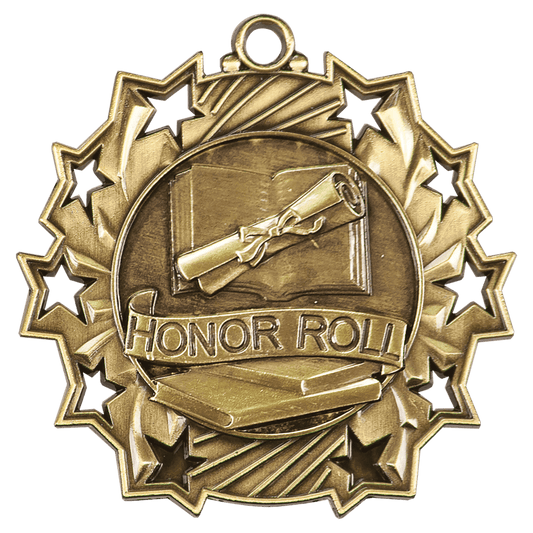 Ten Star Honor Roll Medal 2.25" / Gold