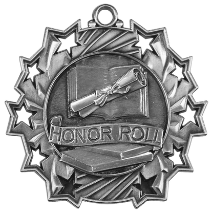 Ten Star Honor Roll Medal 2.25" / Silver