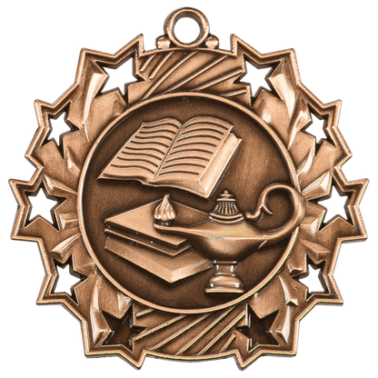 Ten Star Academic Medal 2.25" / Bronze (Copper Tone)