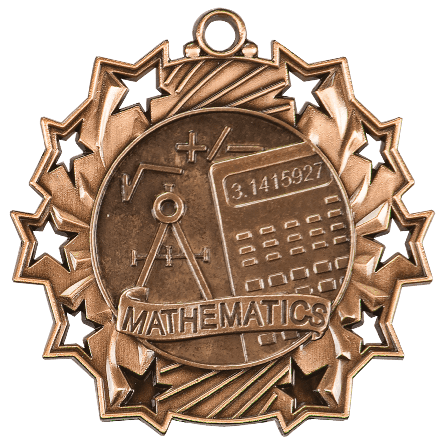 Ten Star Math Medal 2.25" / Bronze (Copper Tone)