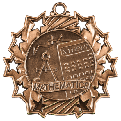 Ten Star Math Medal 2.25" / Bronze (Copper Tone)