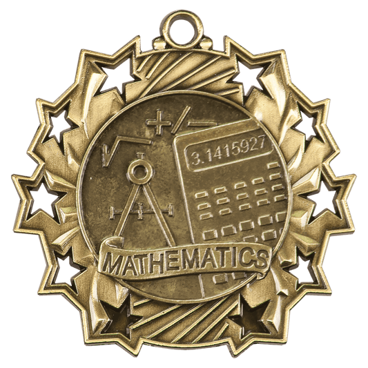 Ten Star Math Medal 2.25" / Gold
