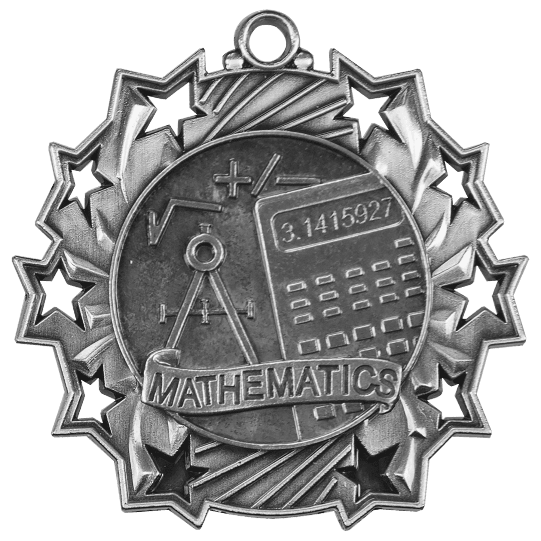 Ten Star Math Medal 2.25" / Silver