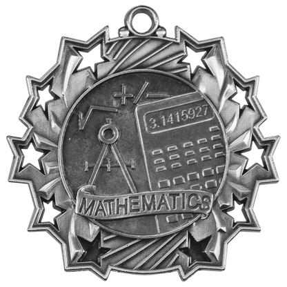 Ten Star Math Medal 2.25" / Silver