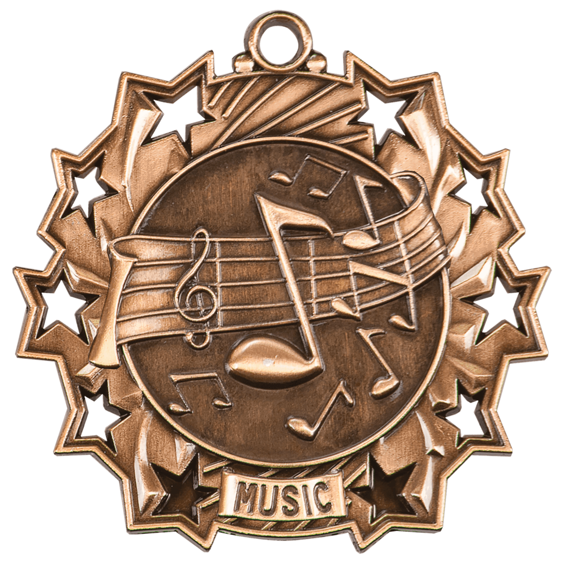 Ten Star Music Medal 2.25" / Bronze (Copper Tone)