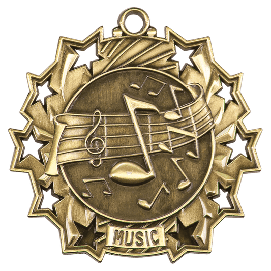 Ten Star Music Medal 2.25" / Gold
