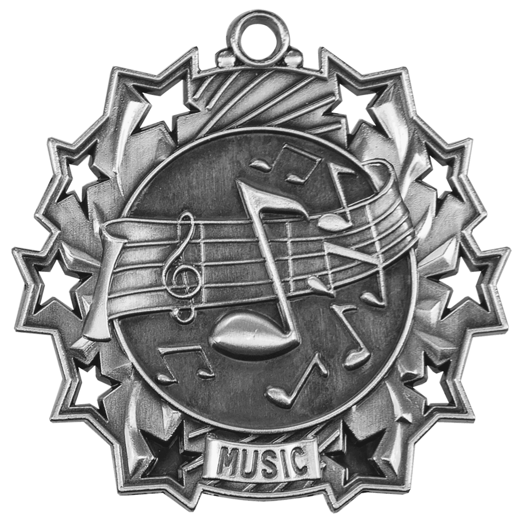 Ten Star Music Medal 2.25" / Silver