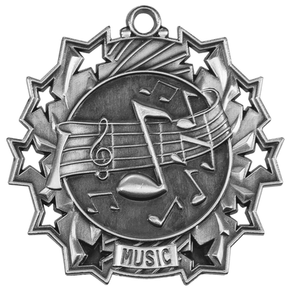 Ten Star Music Medal 2.25" / Silver