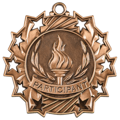 Ten Star Participant Medal 2.25" / Bronze (Copper Tone)