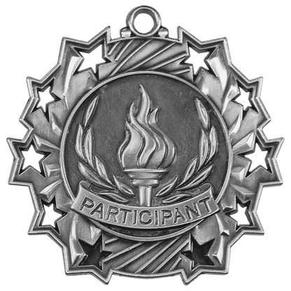 Ten Star Participant Medal 2.25" / Silver