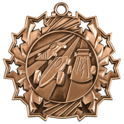Ten Star Pinewood Derby Medal 2.25" / Bronze (Copper Tone)