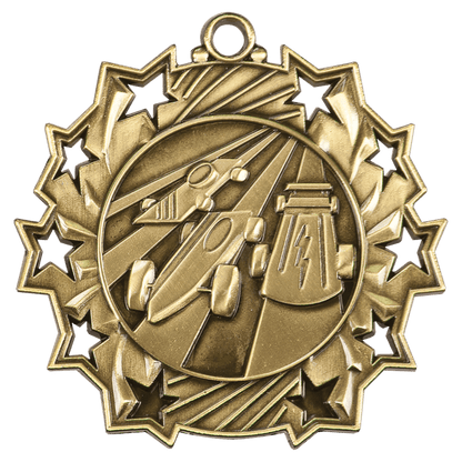 Ten Star Pinewood Derby Medal 2.25" / Gold