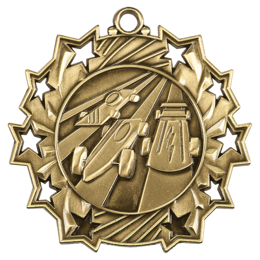 Ten Star Pinewood Derby Medal 2.25" / Gold
