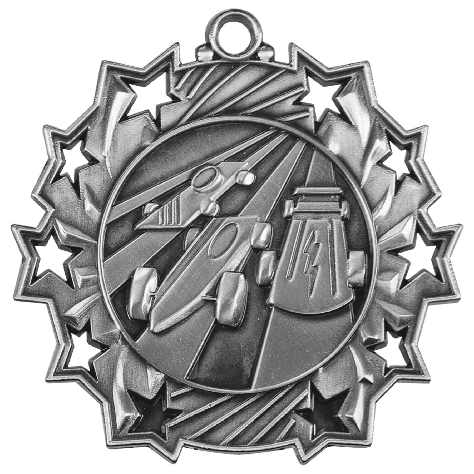 Ten Star Pinewood Derby Medal 2.25" / Silver