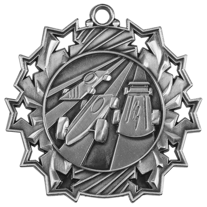 Ten Star Pinewood Derby Medal 2.25" / Silver