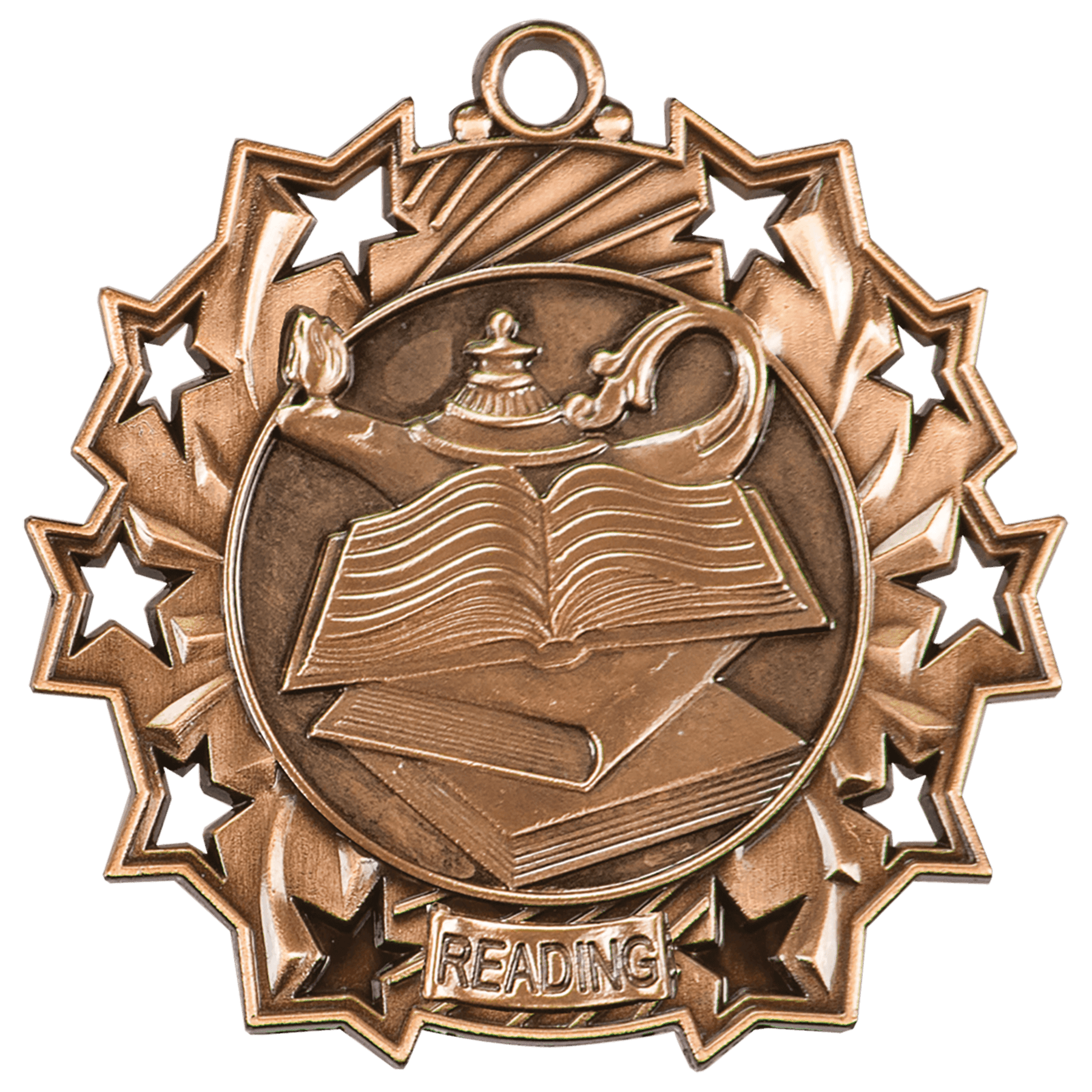 Ten Star Reading Medal 2.25" / Bronze (Copper Tone)