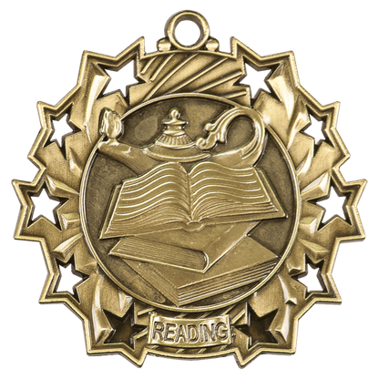 Ten Star Reading Medal 2.25" / Gold