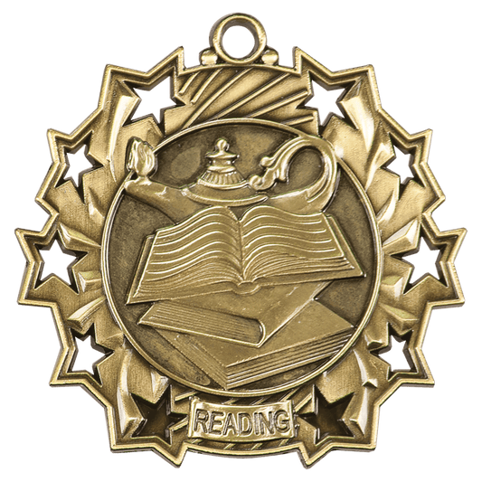 Ten Star Reading Medal 2.25" / Gold