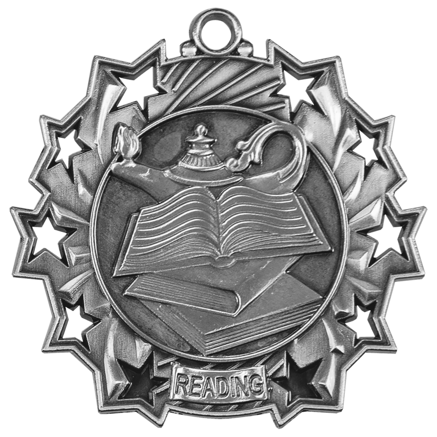 Ten Star Reading Medal 2.25" / Silver