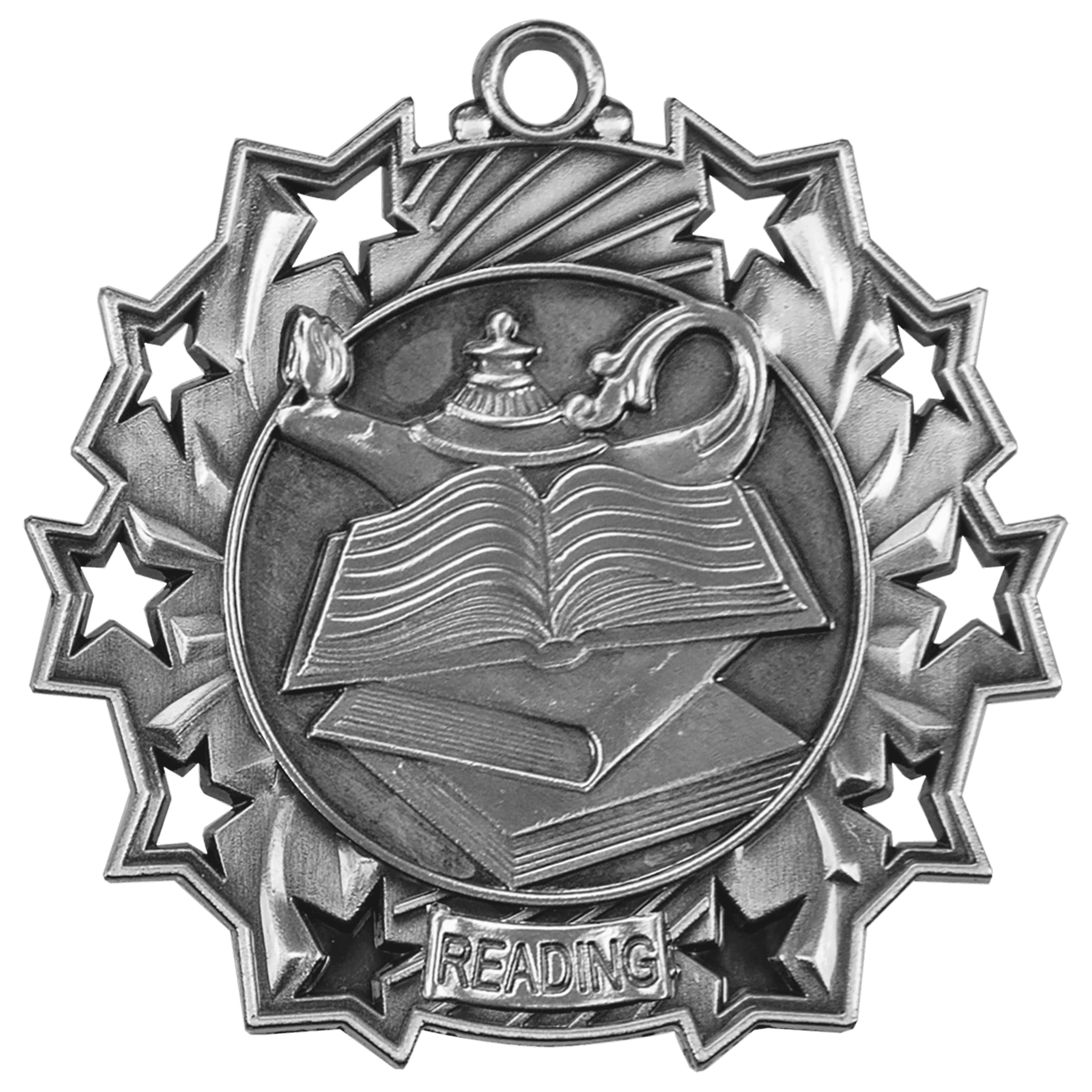 Ten Star Reading Medal 2.25" / Silver