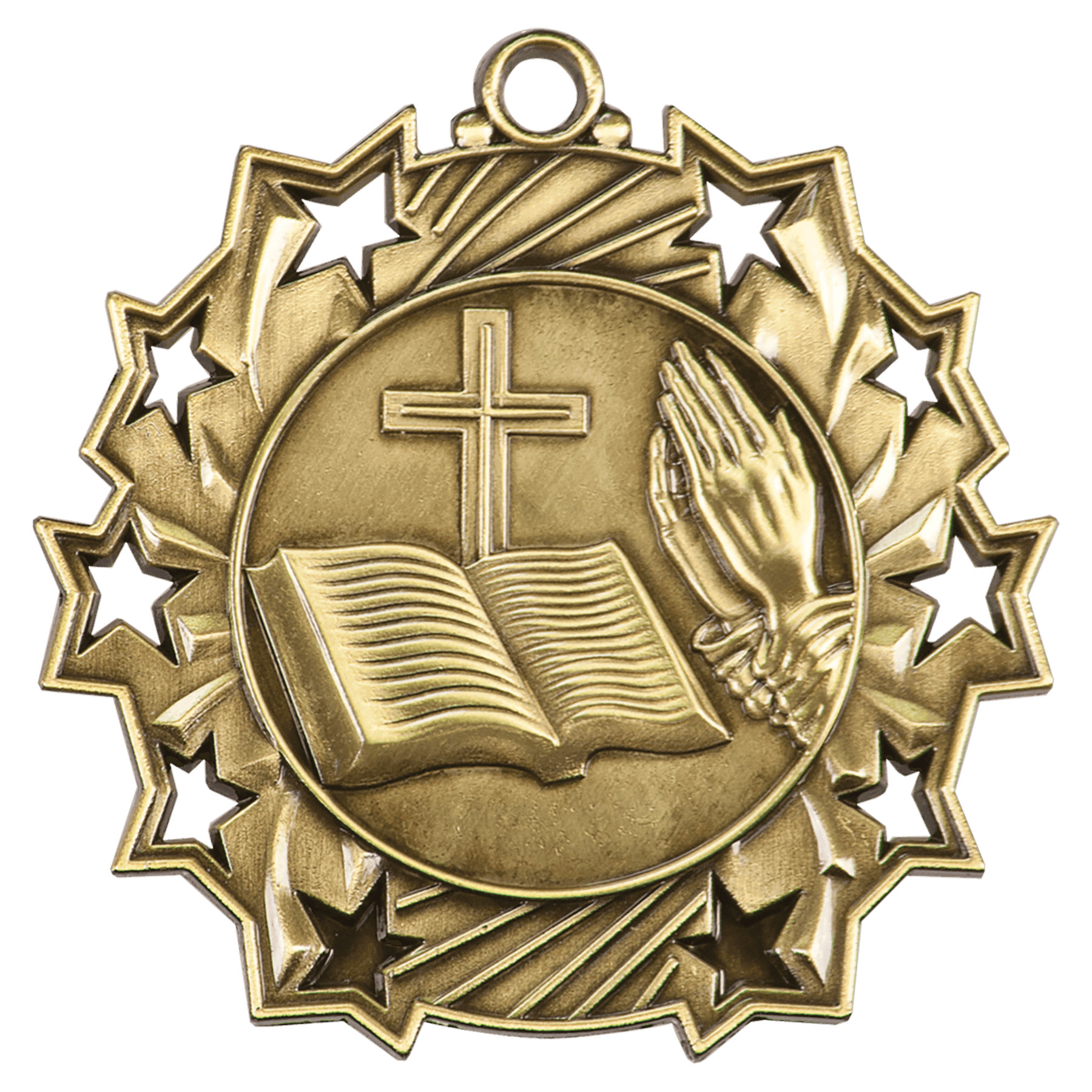 Ten Star Christian Medal 2.25" / Gold