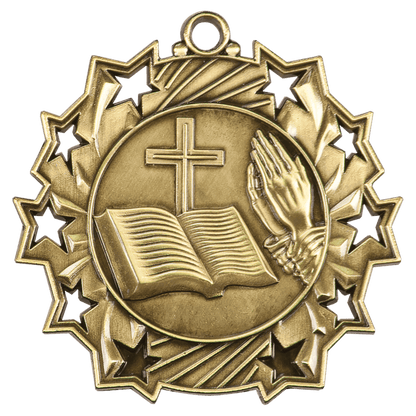 Ten Star Christian Medal 2.25" / Gold
