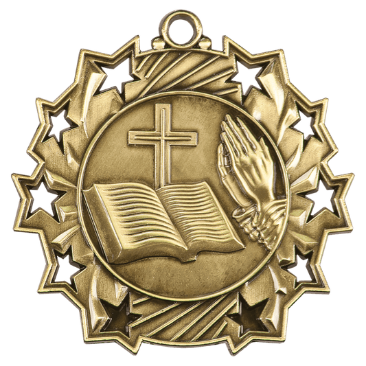 Ten Star Christian Medal 2.25" / Gold