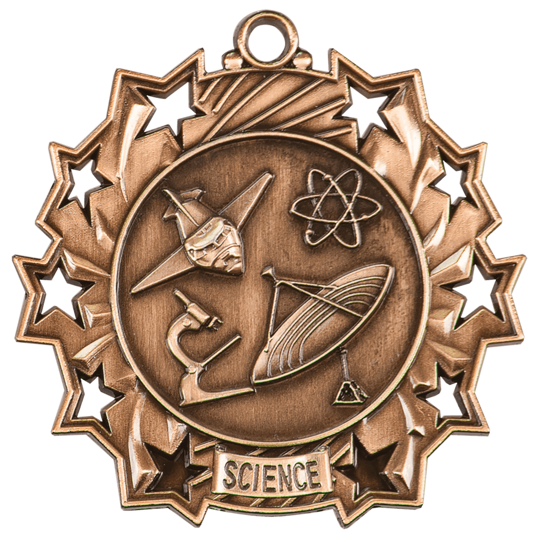 Ten Star Science Medal 2.25" / Bronze (Copper Tone)