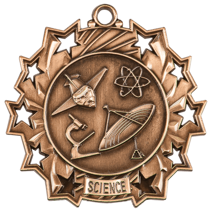 Ten Star Science Medal 2.25" / Bronze (Copper Tone)