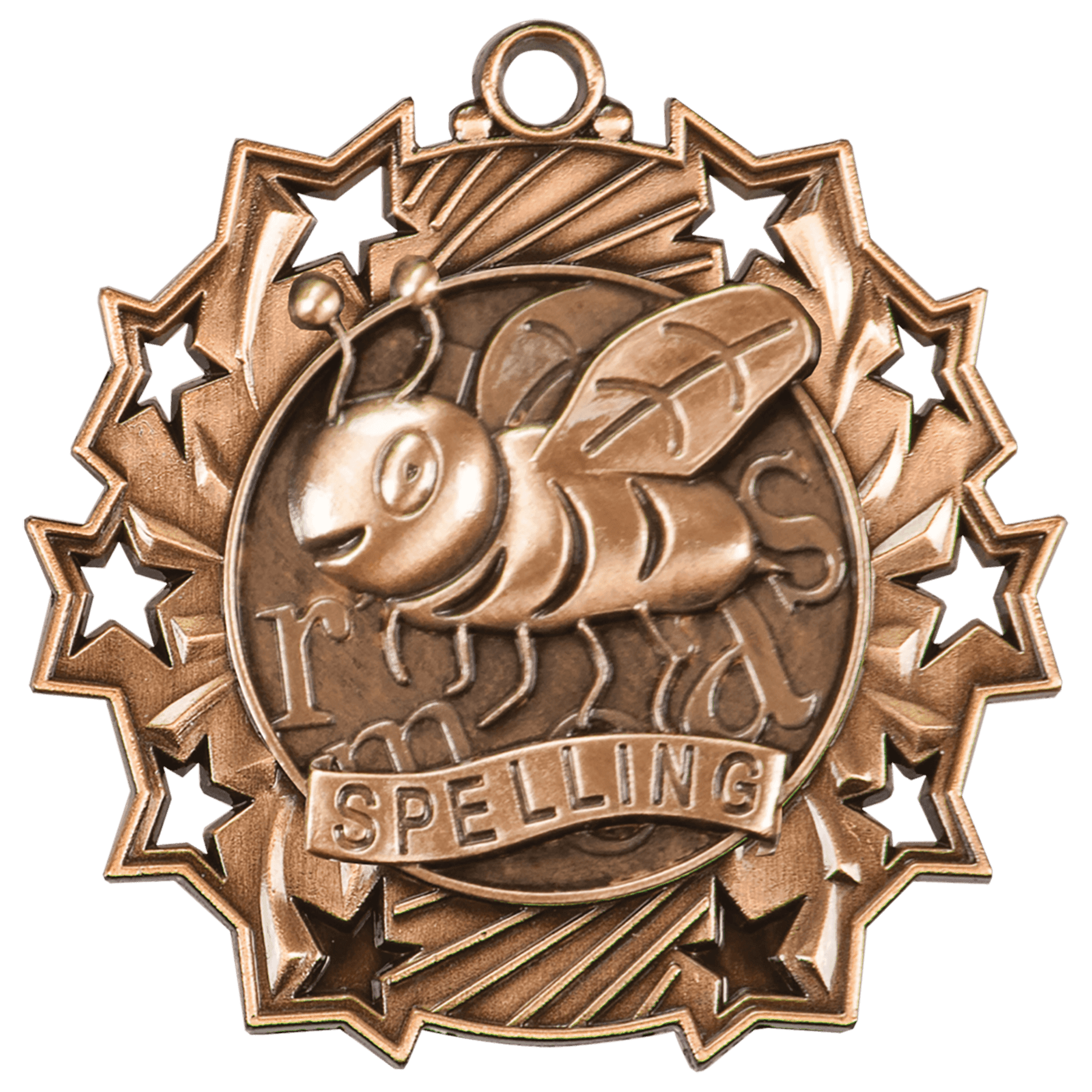 Ten Star Spelling Medal 2.25" / Bronze (Copper Tone)