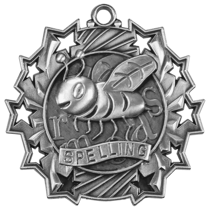 Ten Star Spelling Medal 2.25" / Silver