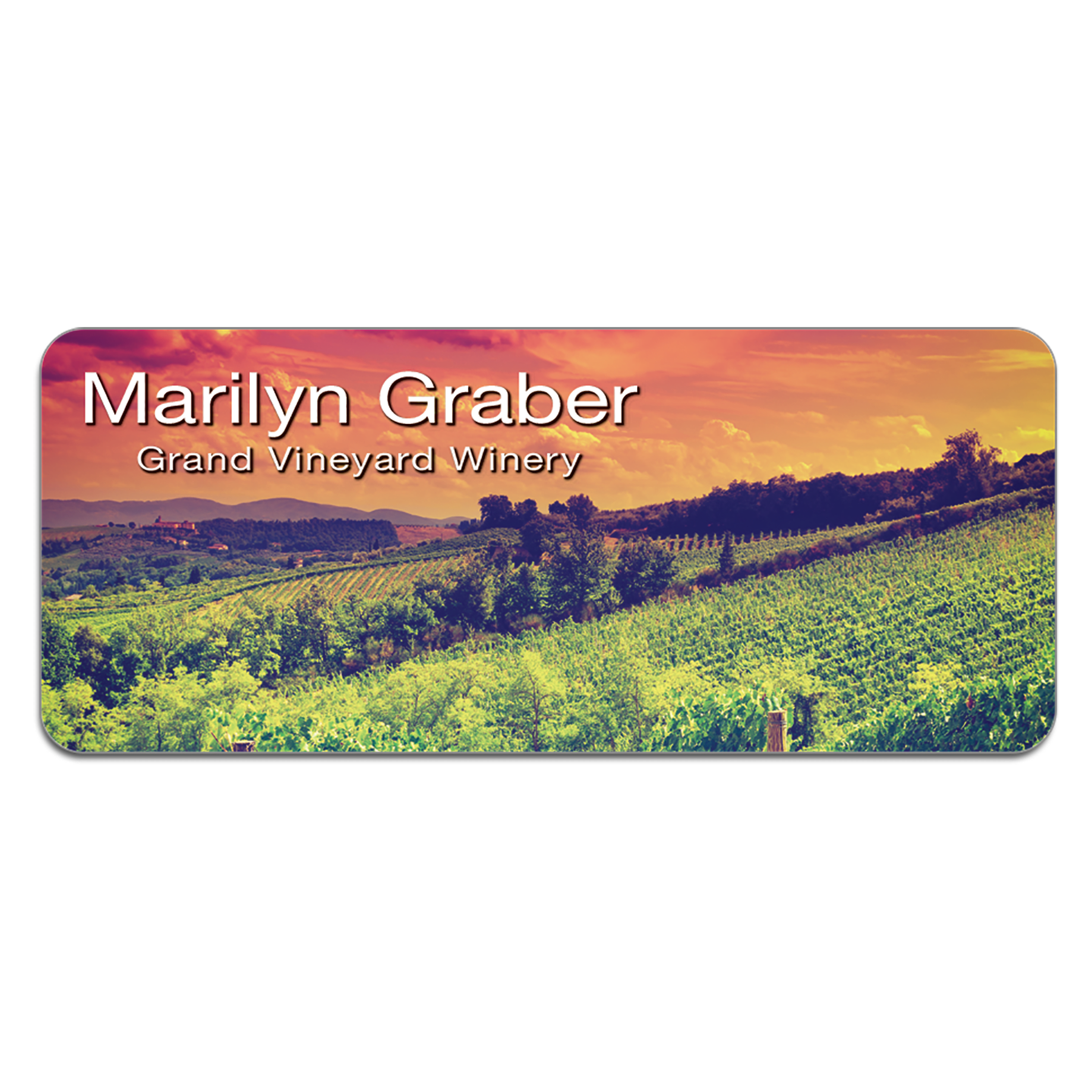 Imprinted Glossy Name Badge 1.25"x3" / Multiple