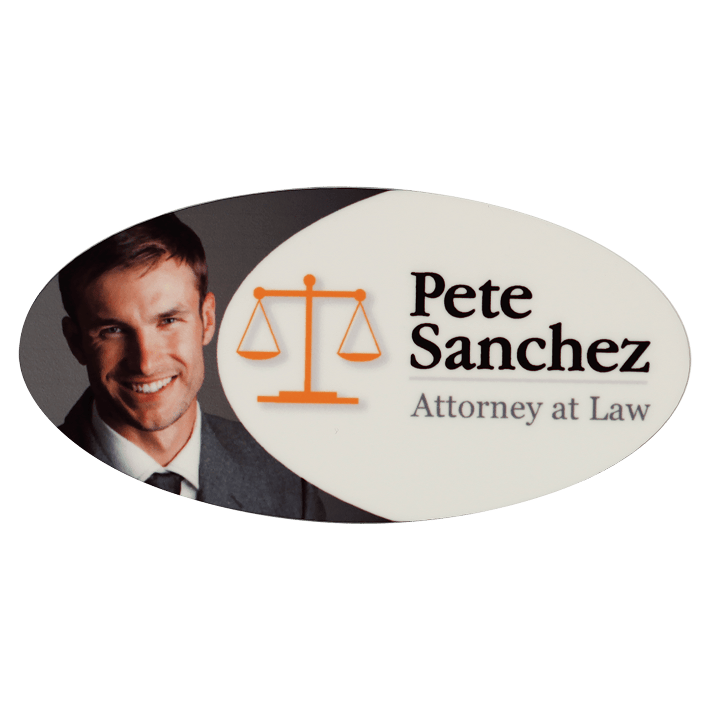 Imprinted Oval Name Badge 1.5" x 3" / Multiple