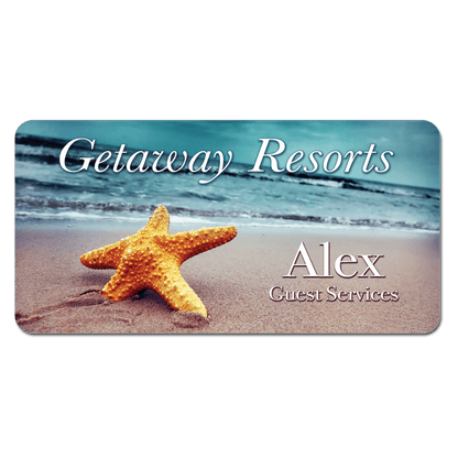 Imprinted Glossy Name Badge 1.5" x 3" / Multiple