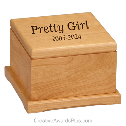 Pet Urn 6.5"(L) x 4.5"(H) x 6.5"(W) / Alder