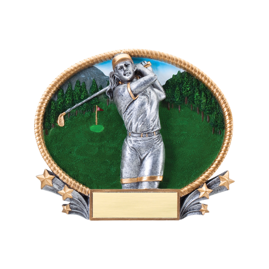 Oval 3D Female Golf Award 7"