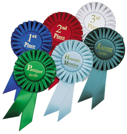 Small Rosette 1st Place Ribbon 6.5" / Blue