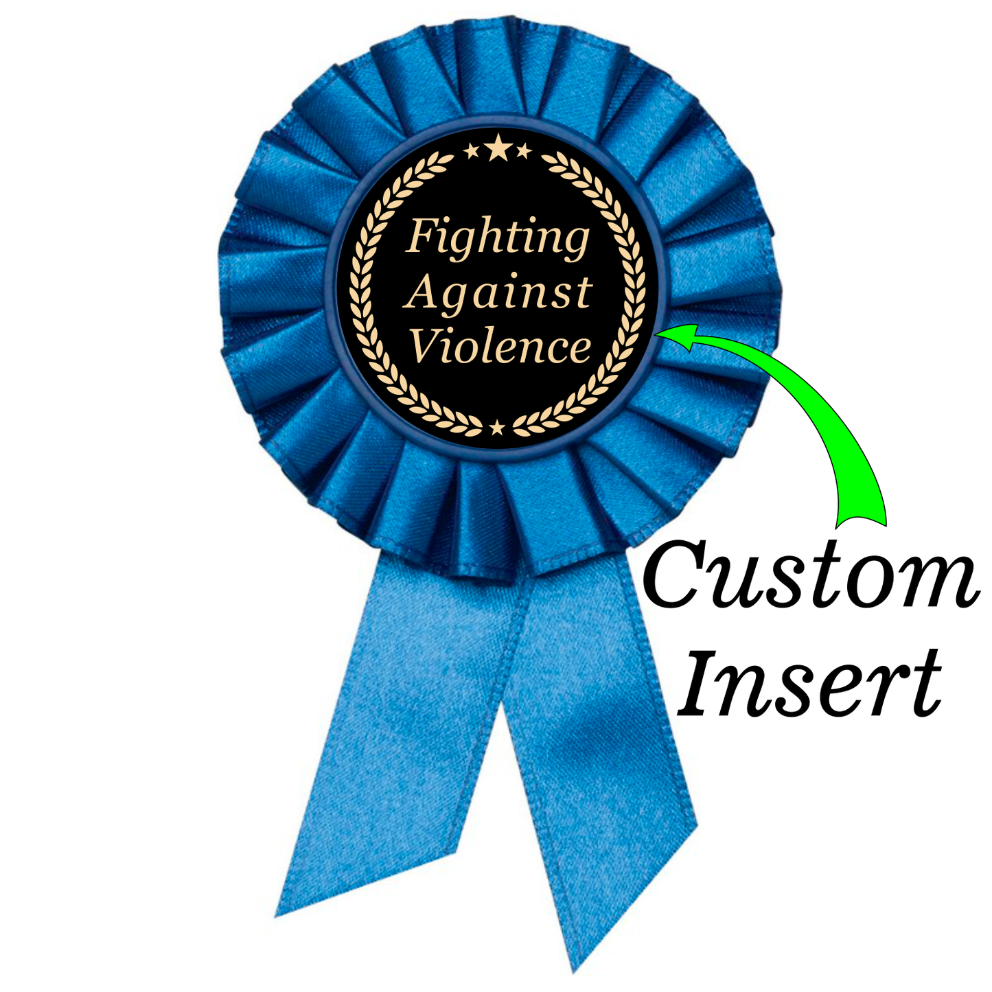 Custom Insert Small Blue Rosette Ribbon 6" / Blue