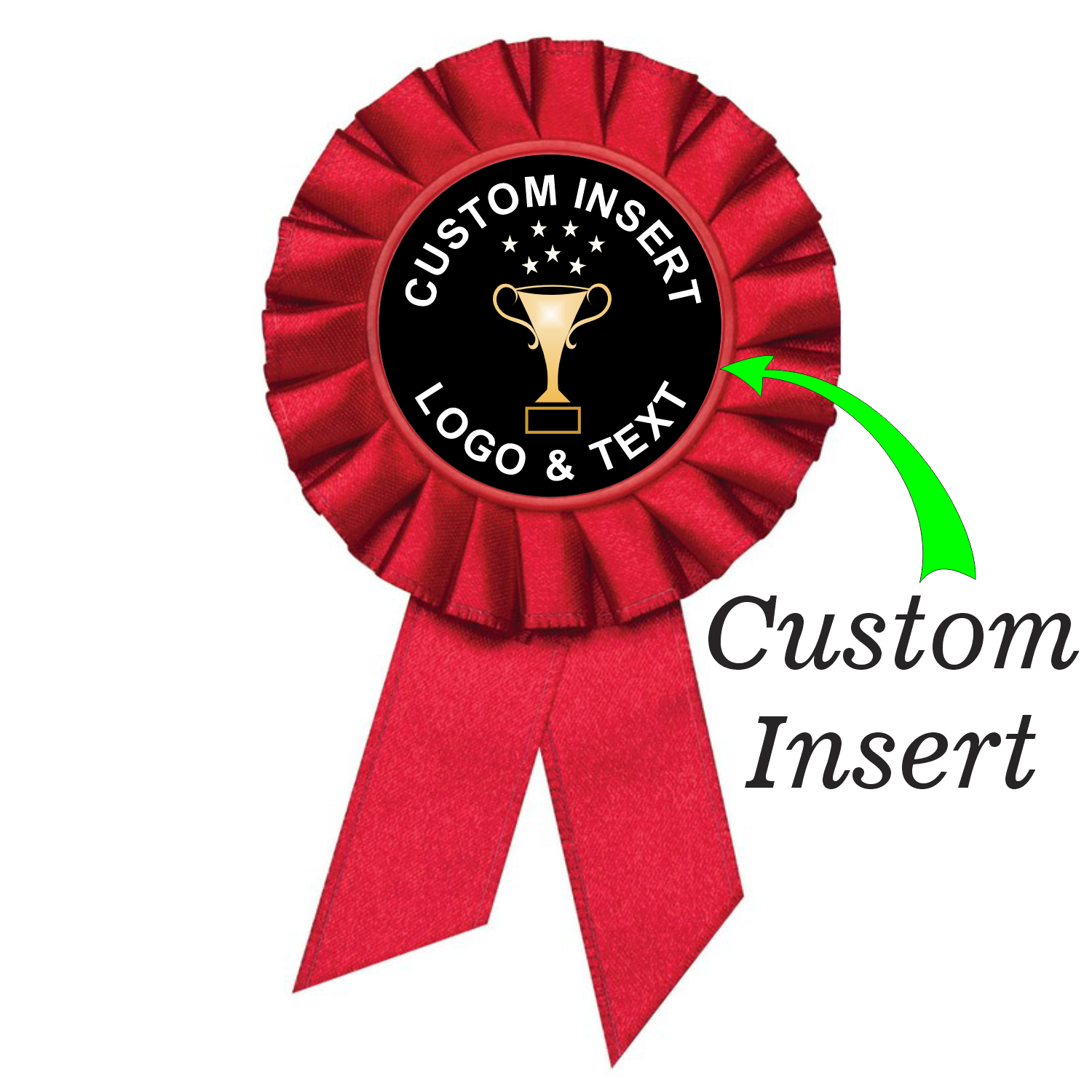 Custom Insert Rosette Ribbon 2nd Place 6" / Red