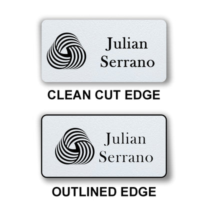 Large Textured Name Badge 1.5"x3" / White/Black