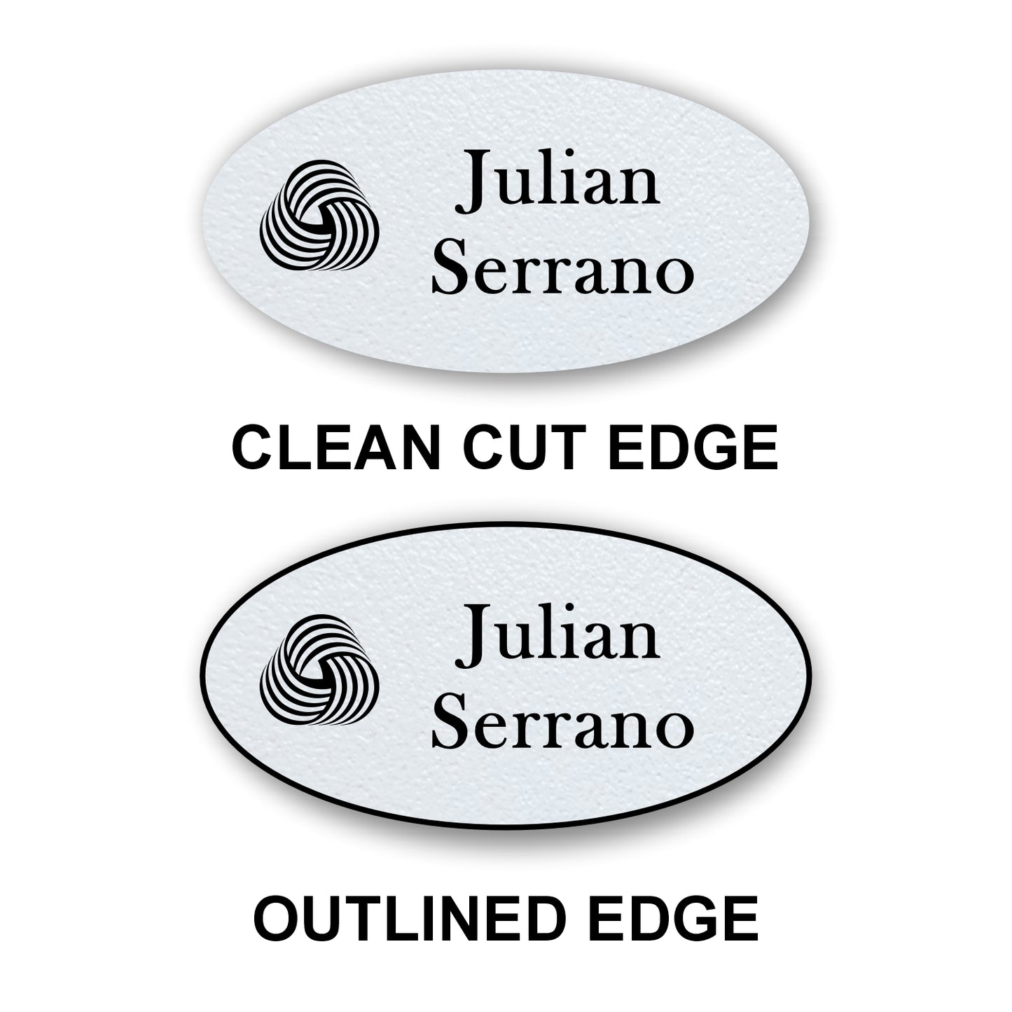 Oval Textured Name Badge 1.5"x3" / White/Black