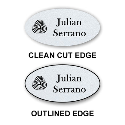 Oval Textured Name Badge 1.5"x3" / White/Black