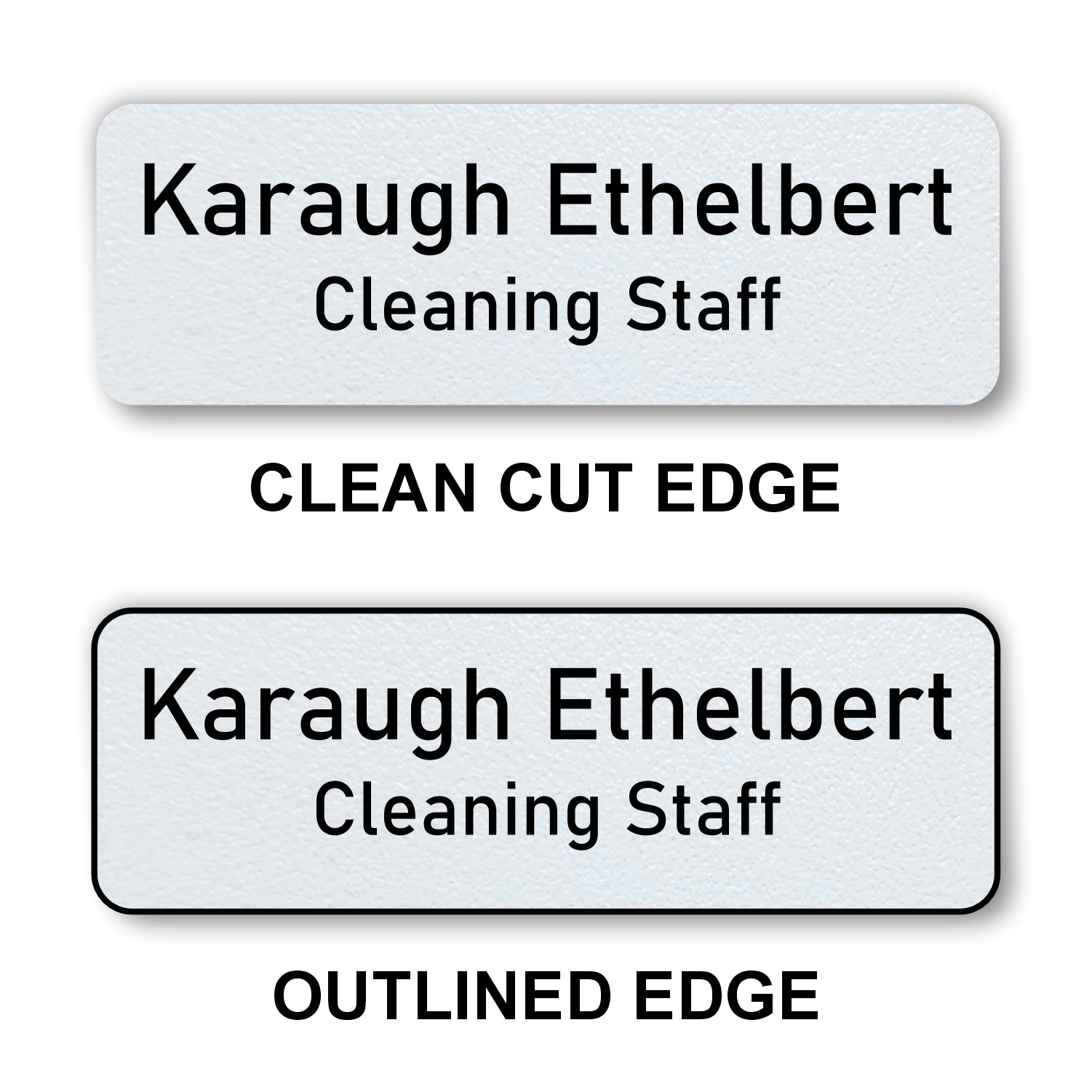 Small Textured Name Badge 1"x3" / White/Black